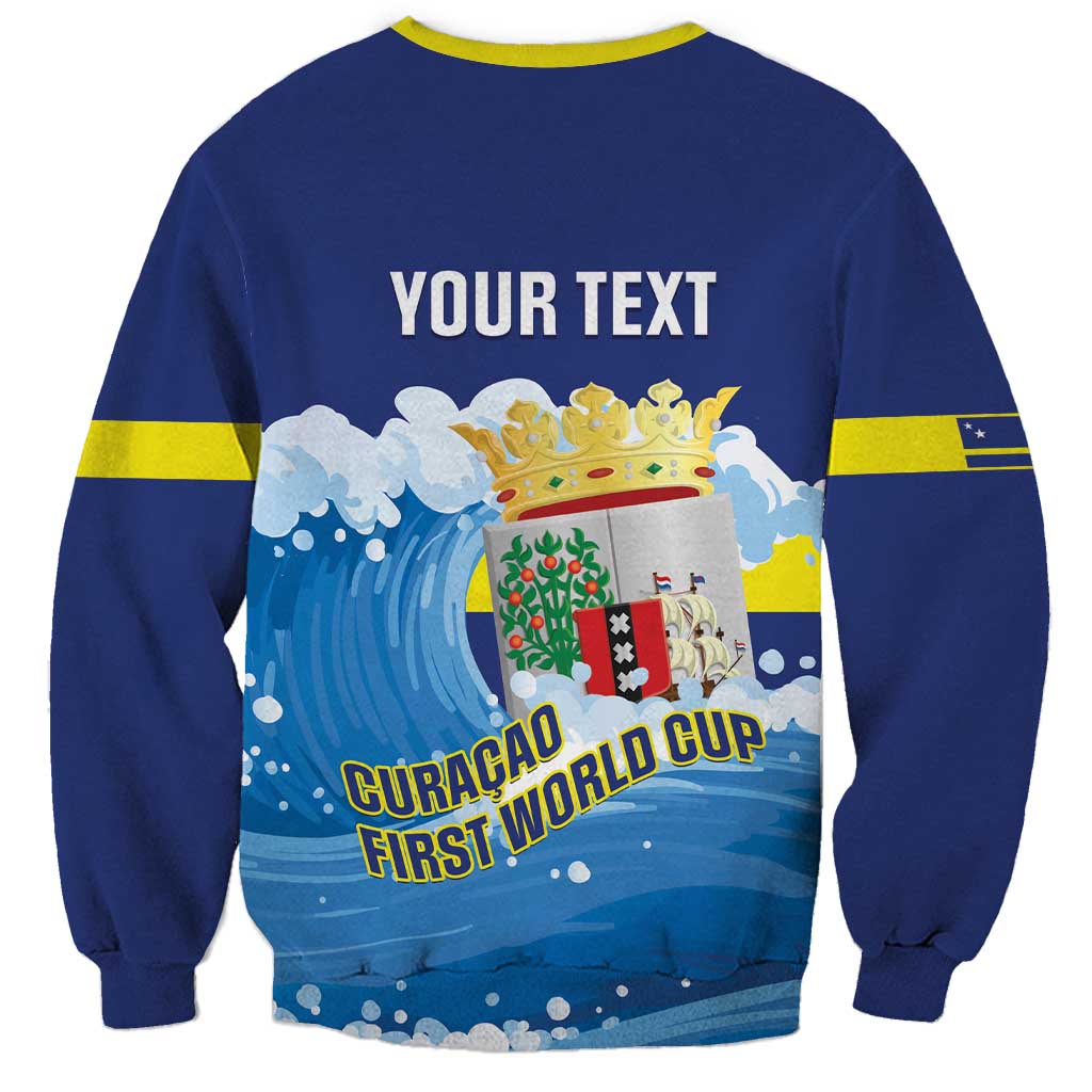 Personalized Curacao Football Sweatshirt First-ever World Cup Ride The Blue Wave - Wonder Print Shop