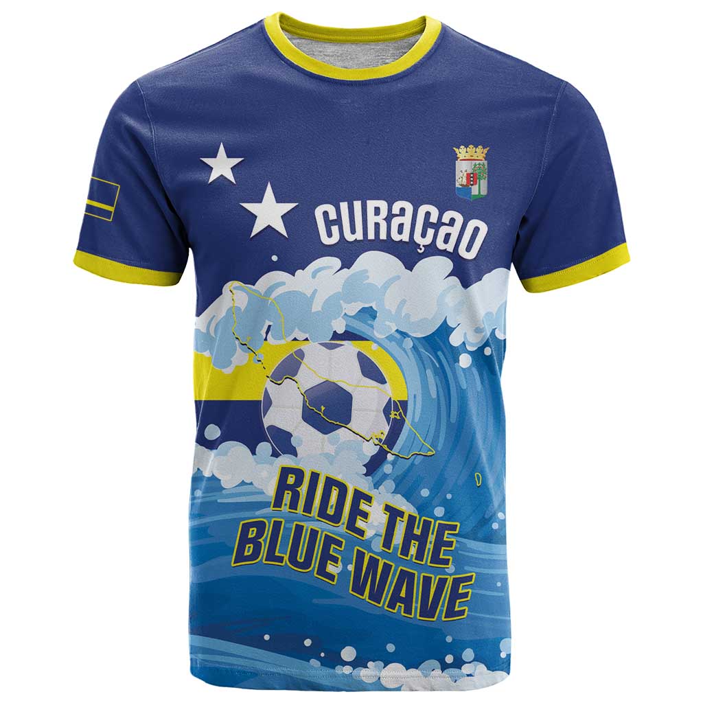 Personalized Curacao Football T Shirt First-ever World Cup Ride The Blue Wave - Wonder Print Shop