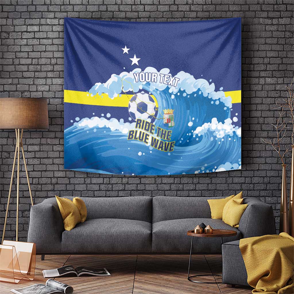 Personalized Curacao Football Tapestry First-ever World Cup Ride The Blue Wave - Wonder Print Shop