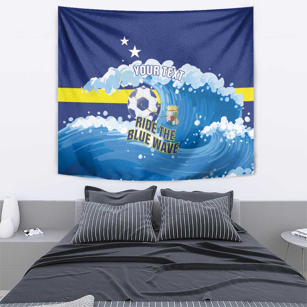 Personalized Curacao Football Tapestry First-ever World Cup Ride The Blue Wave - Wonder Print Shop