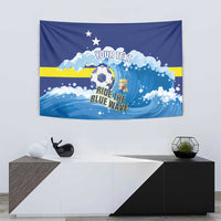 Personalized Curacao Football Tapestry First-ever World Cup Ride The Blue Wave - Wonder Print Shop