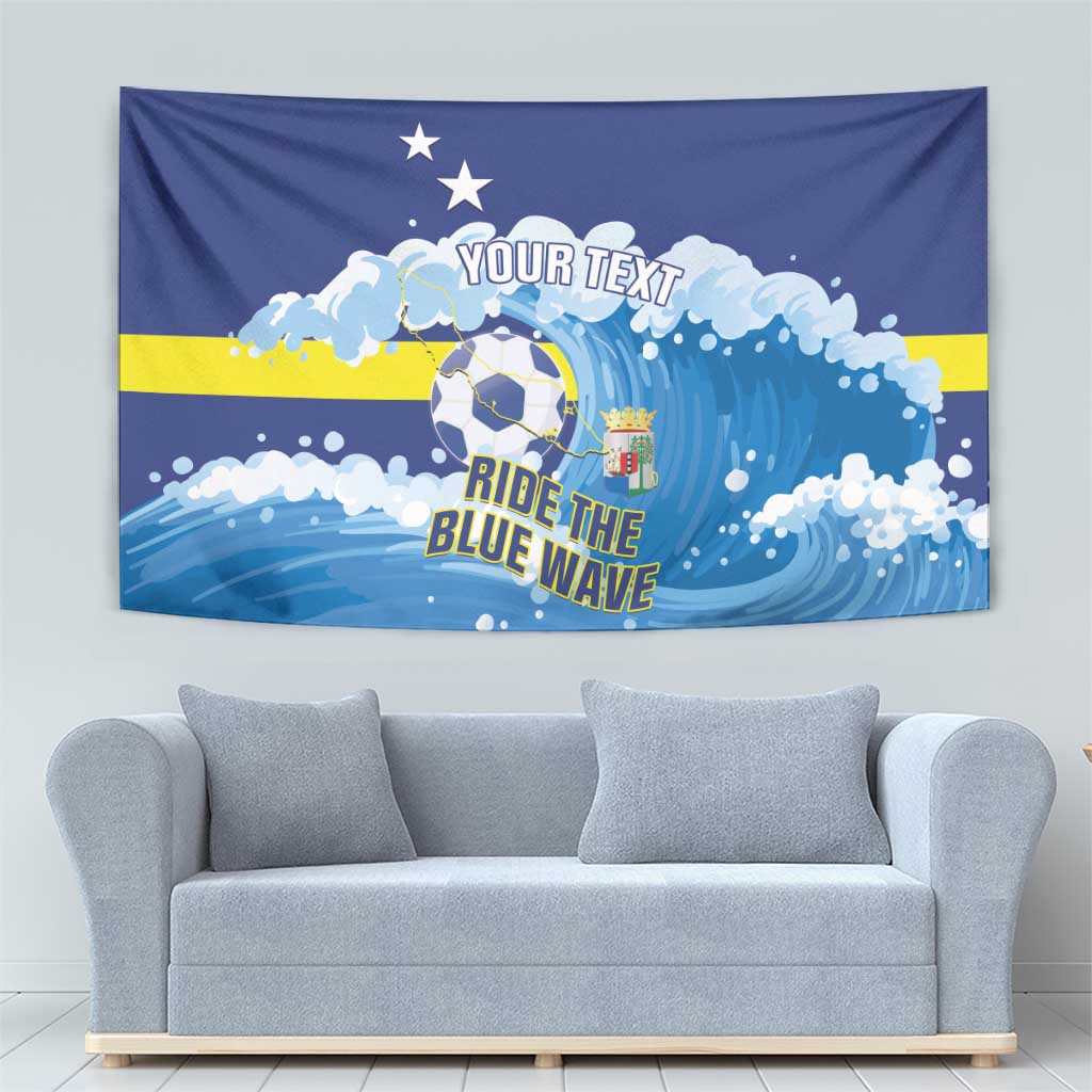 Personalized Curacao Football Tapestry First-ever World Cup Ride The Blue Wave - Wonder Print Shop