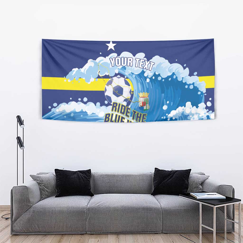 Personalized Curacao Football Tapestry First-ever World Cup Ride The Blue Wave - Wonder Print Shop