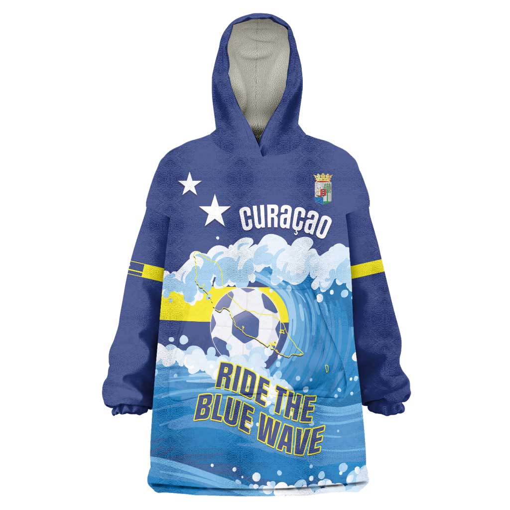 Personalized Curacao Football Wearable Blanket Hoodie First-ever World Cup Ride The Blue Wave - Wonder Print Shop