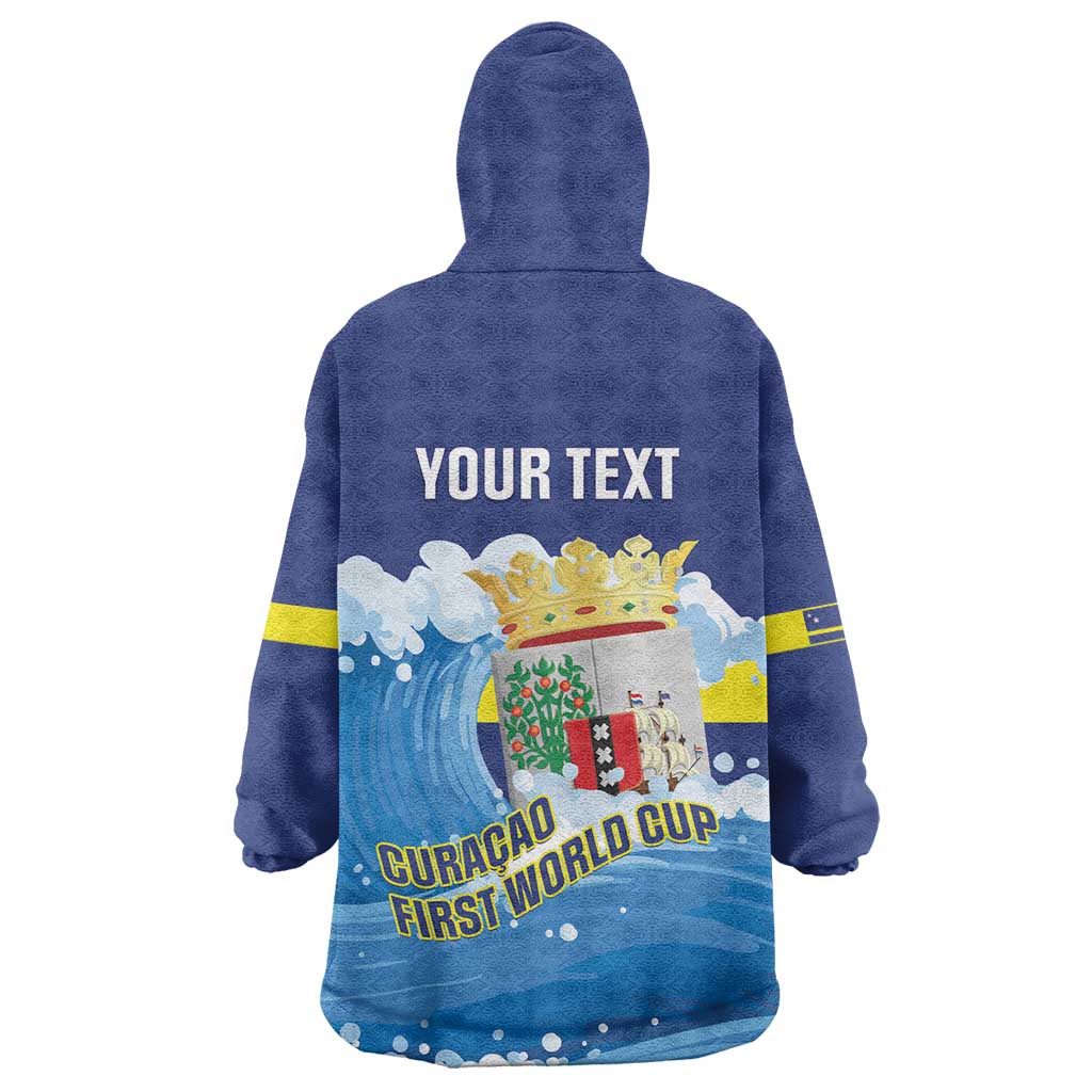 Personalized Curacao Football Wearable Blanket Hoodie First-ever World Cup Ride The Blue Wave - Wonder Print Shop