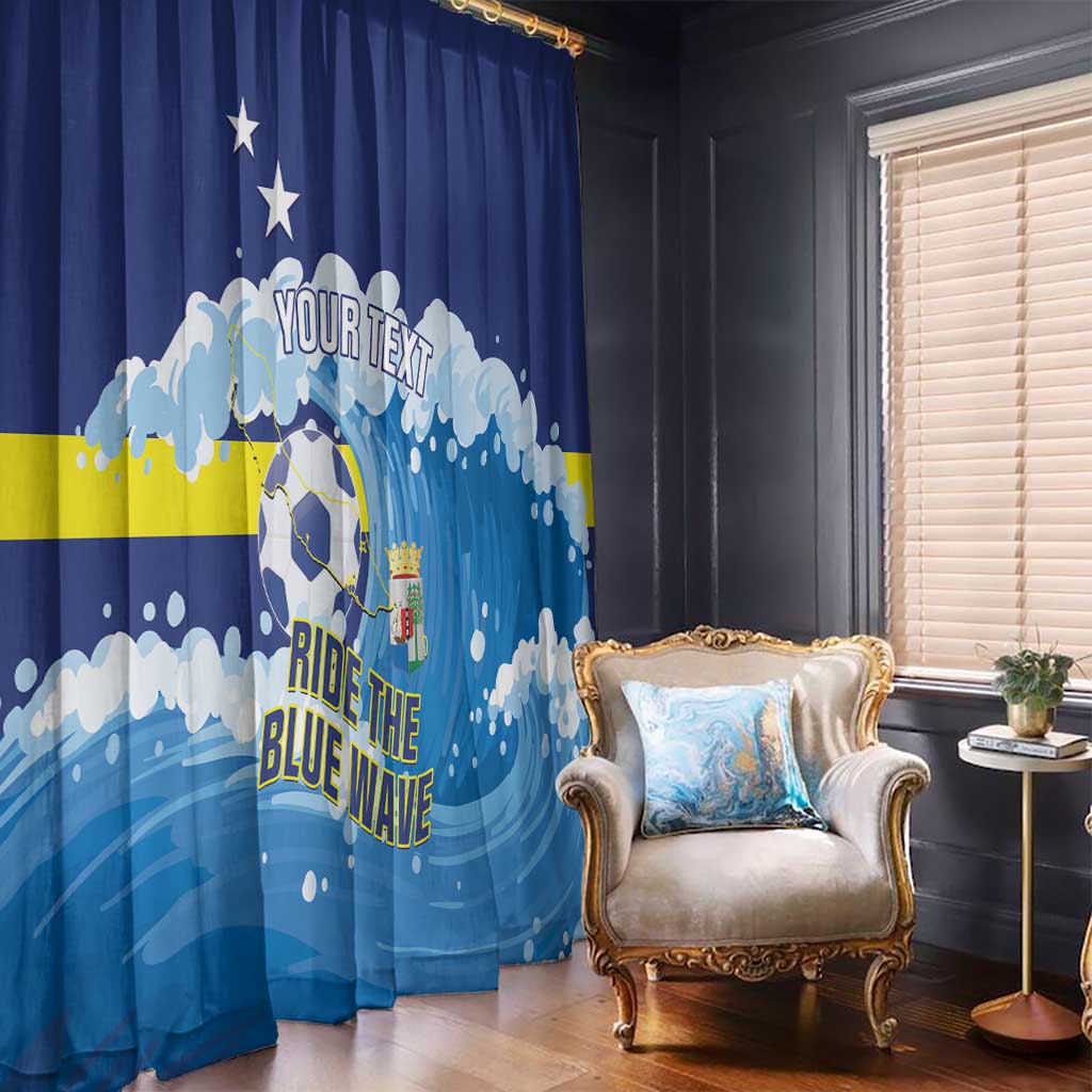 Personalized Curacao Football Window Curtain First-ever World Cup Ride The Blue Wave - Wonder Print Shop