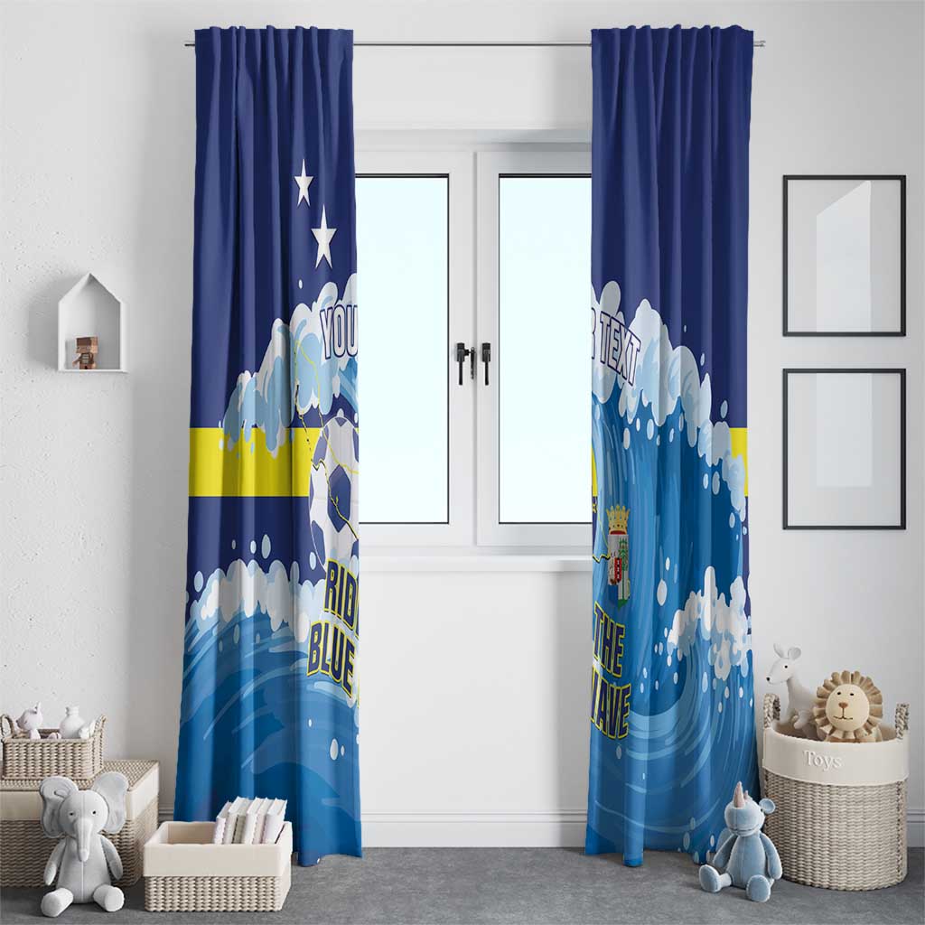 Personalized Curacao Football Window Curtain First-ever World Cup Ride The Blue Wave - Wonder Print Shop
