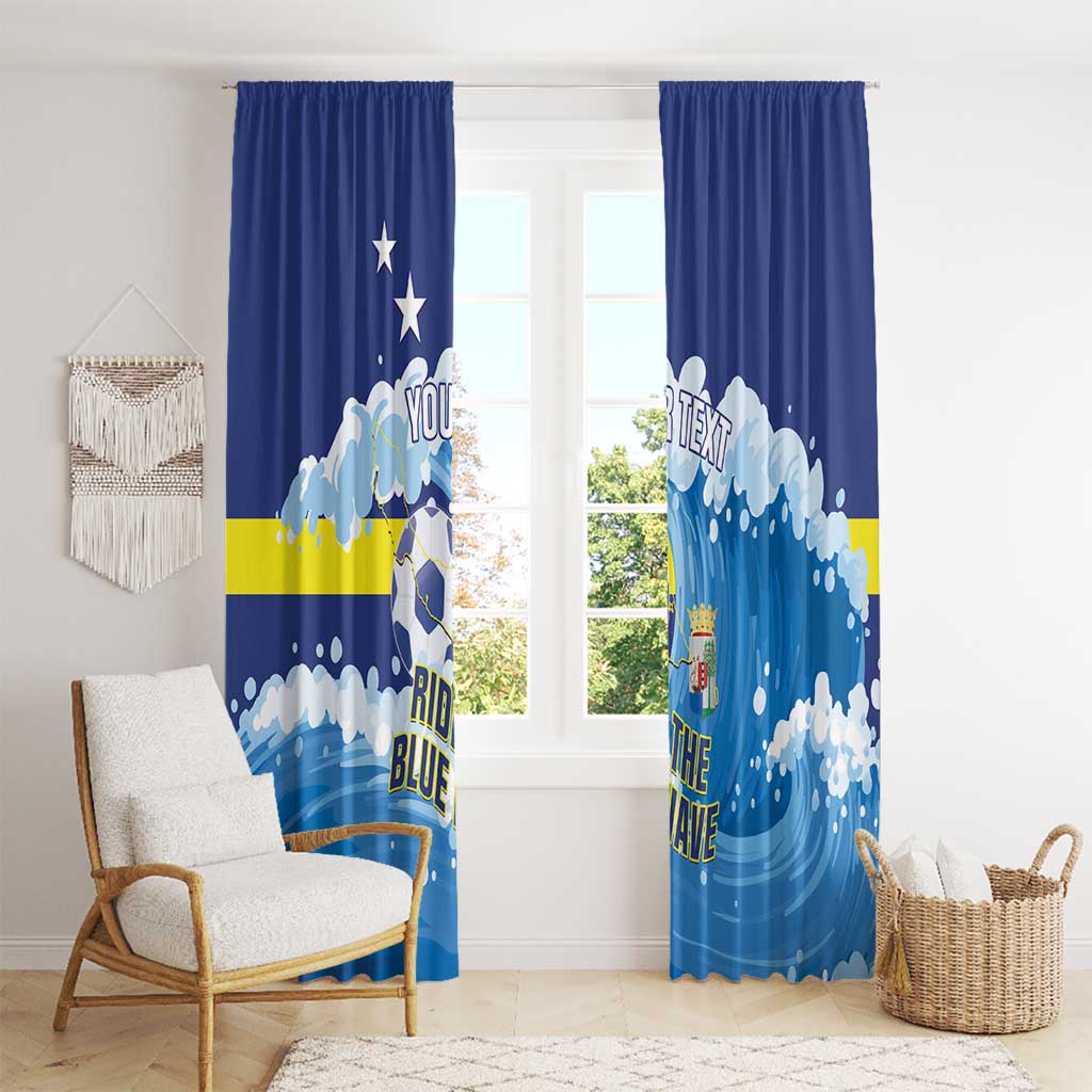 Personalized Curacao Football Window Curtain First-ever World Cup Ride The Blue Wave - Wonder Print Shop