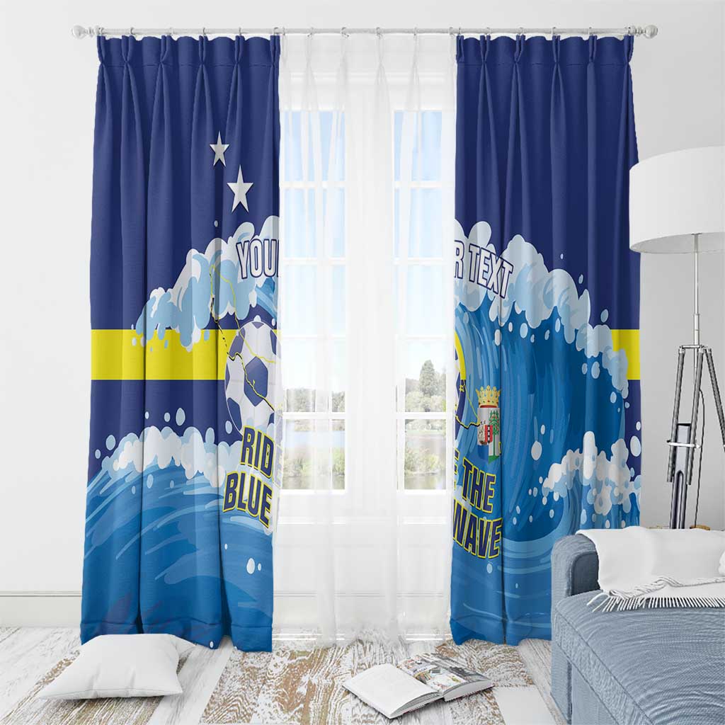 Personalized Curacao Football Window Curtain First-ever World Cup Ride The Blue Wave - Wonder Print Shop