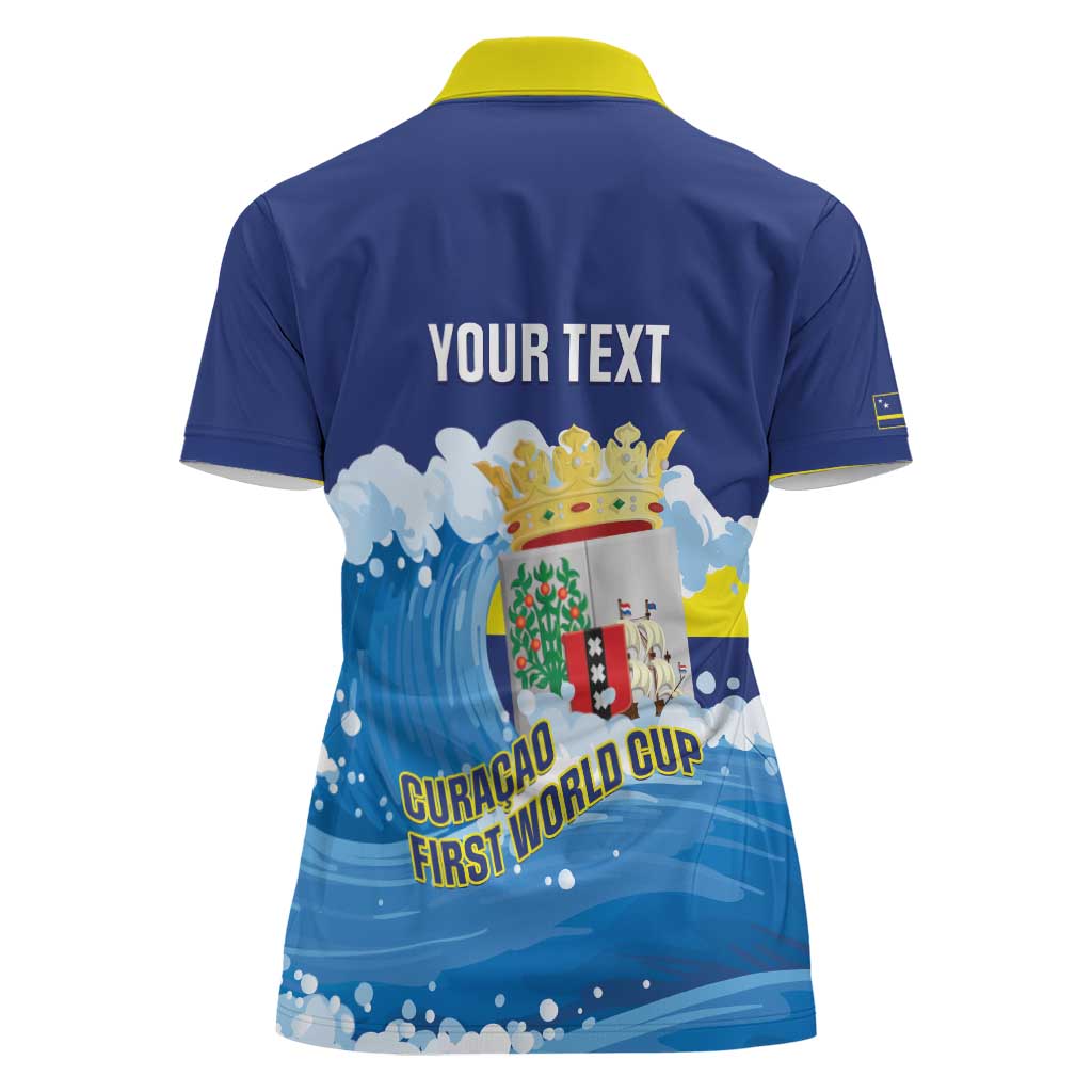 Personalized Curacao Football Women Polo Shirt First-ever World Cup Ride The Blue Wave - Wonder Print Shop