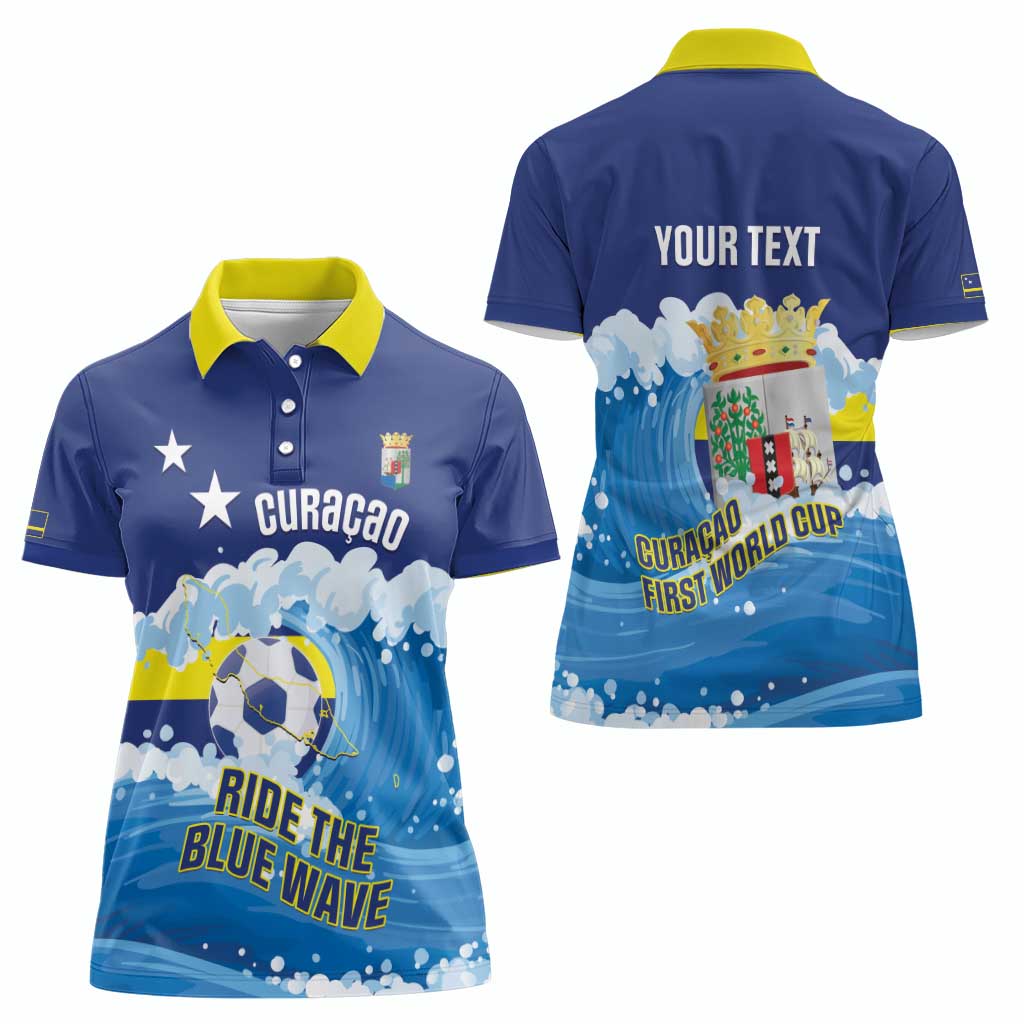 Personalized Curacao Football Women Polo Shirt First-ever World Cup Ride The Blue Wave - Wonder Print Shop
