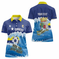 Personalized Curacao Football Women Polo Shirt First-ever World Cup Ride The Blue Wave - Wonder Print Shop