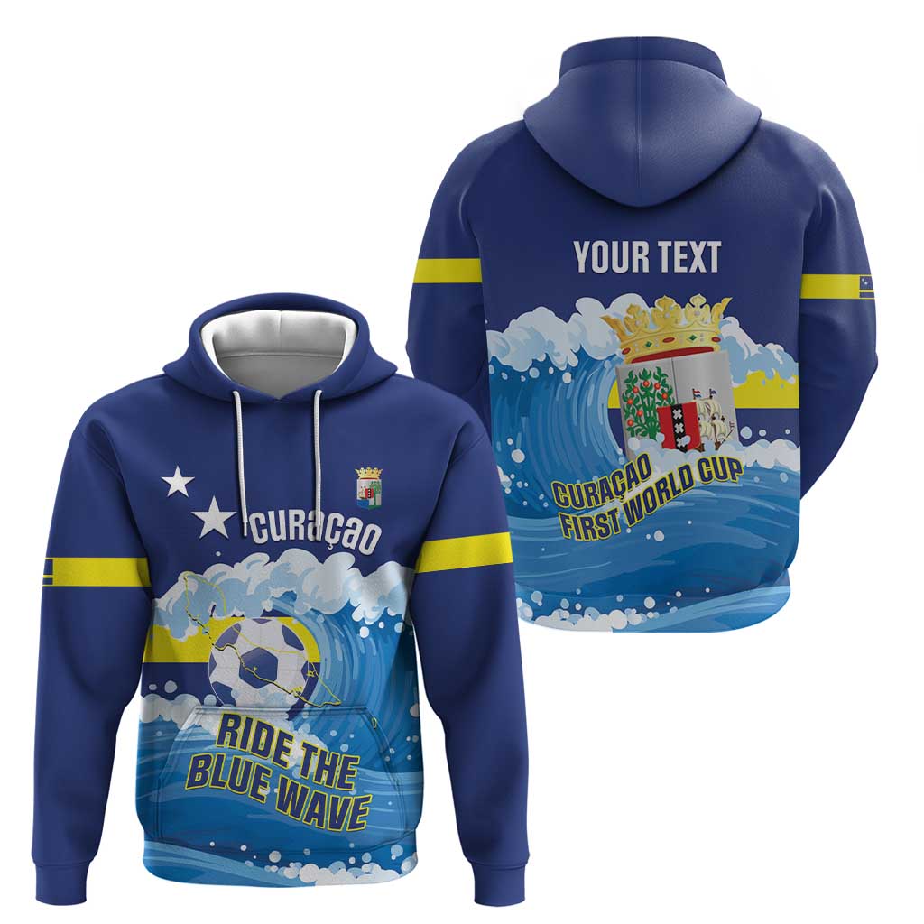 Personalized Curacao Football Zip Hoodie First-ever World Cup Ride The Blue Wave - Wonder Print Shop