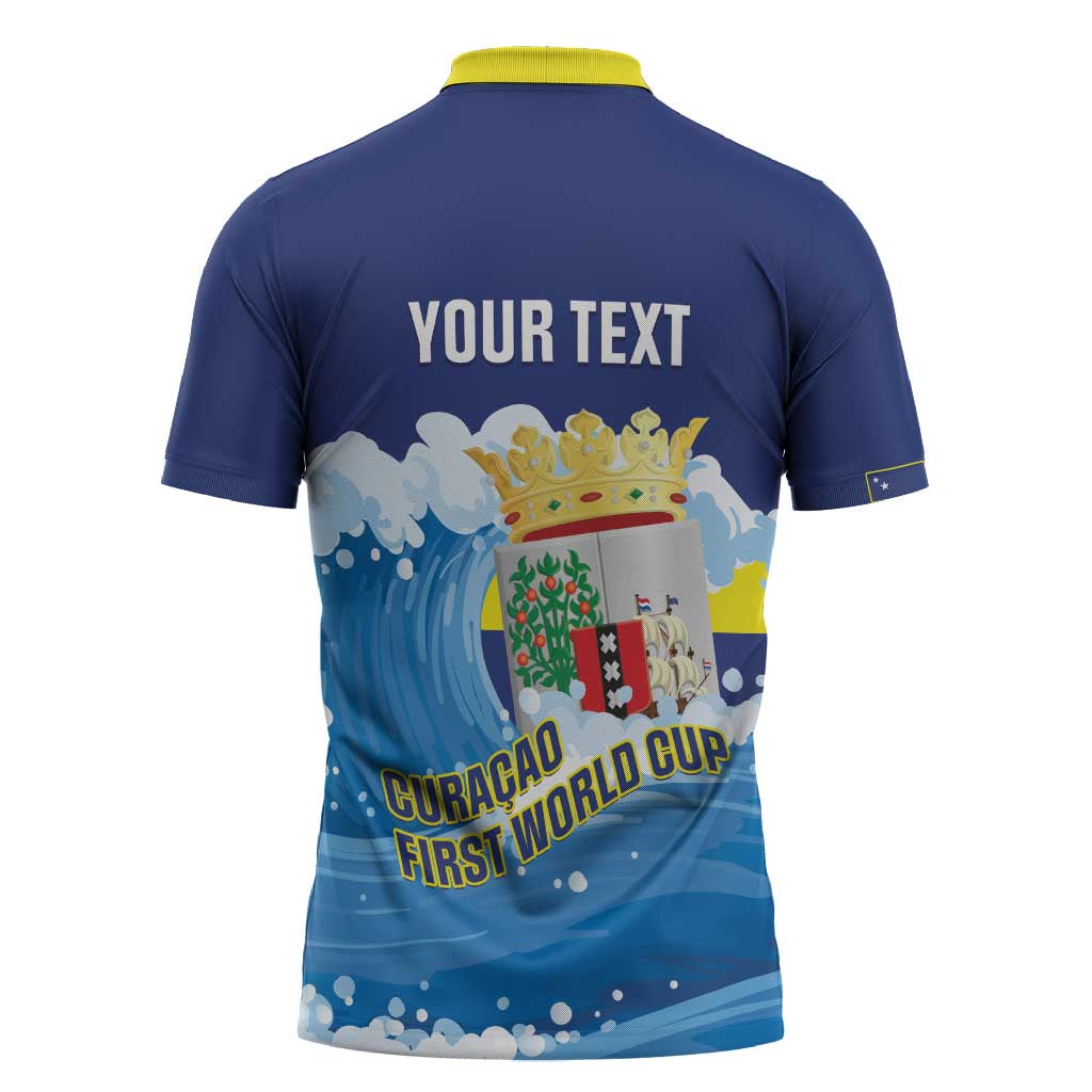 Personalized Curacao Football Zipper Polo Shirt First-ever World Cup Ride The Blue Wave - Wonder Print Shop