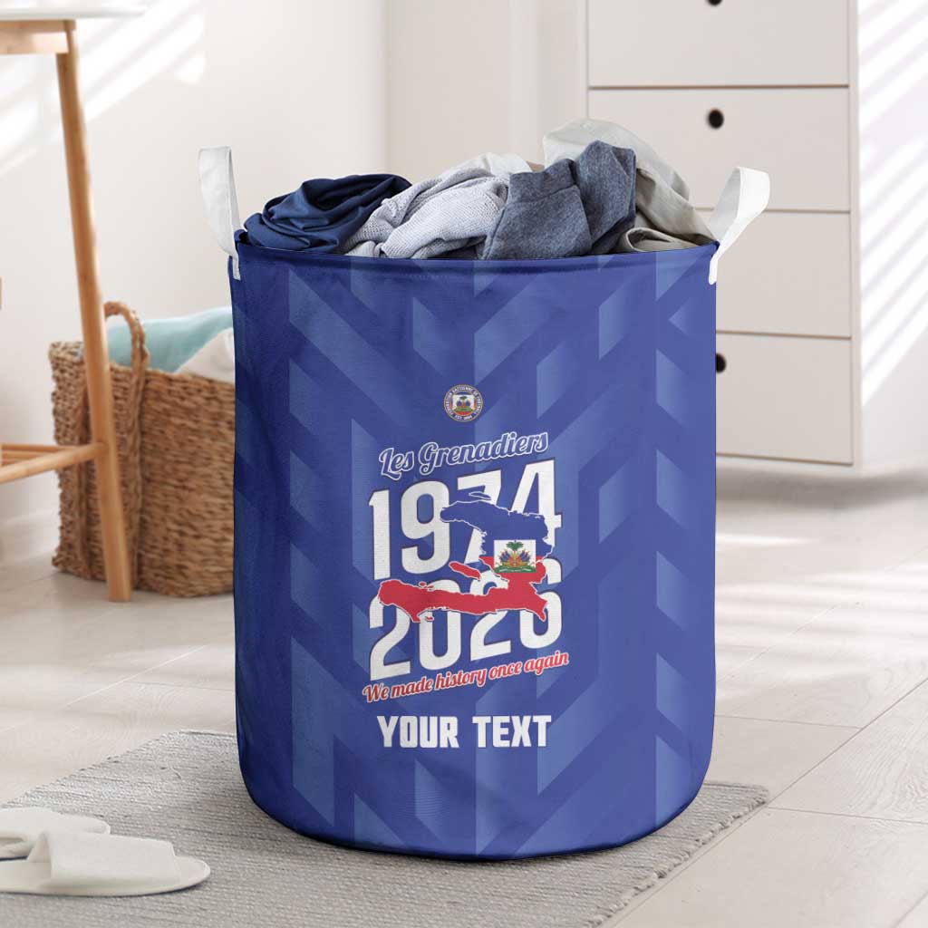 Personalized Haiti Football Laundry Basket Les Grenadiers Made History Once Again Blue Color - Wonder Print Shop