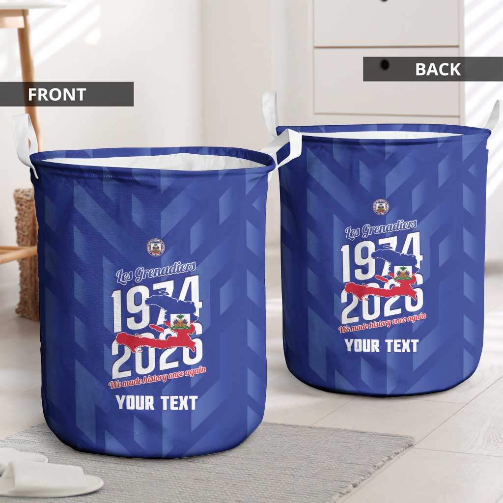Personalized Haiti Football Laundry Basket Les Grenadiers Made History Once Again Blue Color - Wonder Print Shop