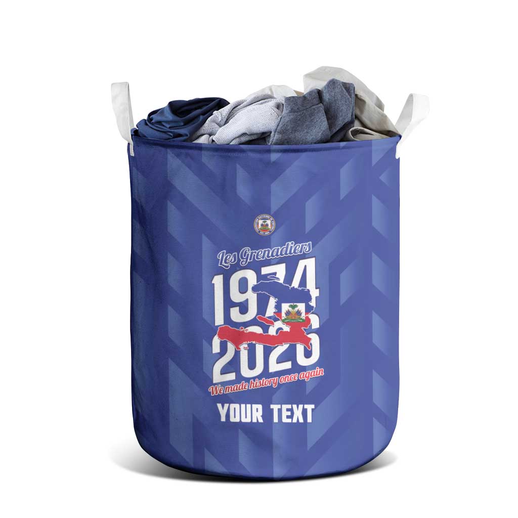 Personalized Haiti Football Laundry Basket Les Grenadiers Made History Once Again Blue Color - Wonder Print Shop