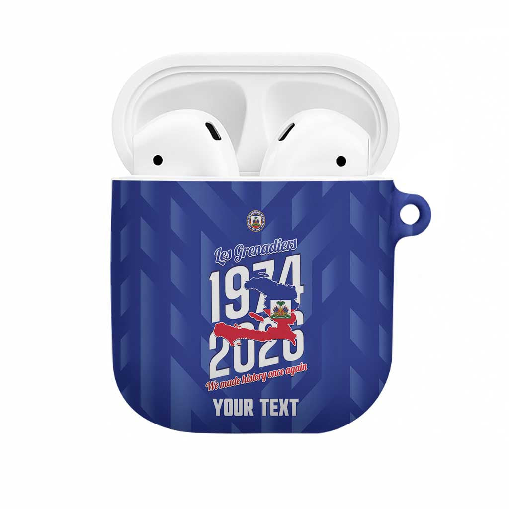 Personalized Haiti Football AirPods Case Les Grenadiers Made History Once Again Blue Color - Wonder Print Shop