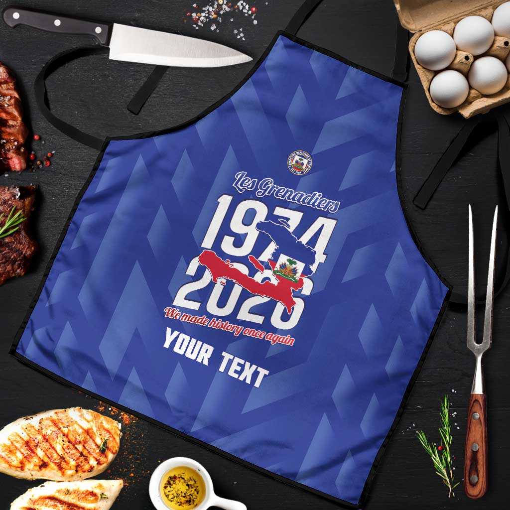 Personalized Haiti Football Apron Les Grenadiers Made History Once Again Blue Color - Wonder Print Shop