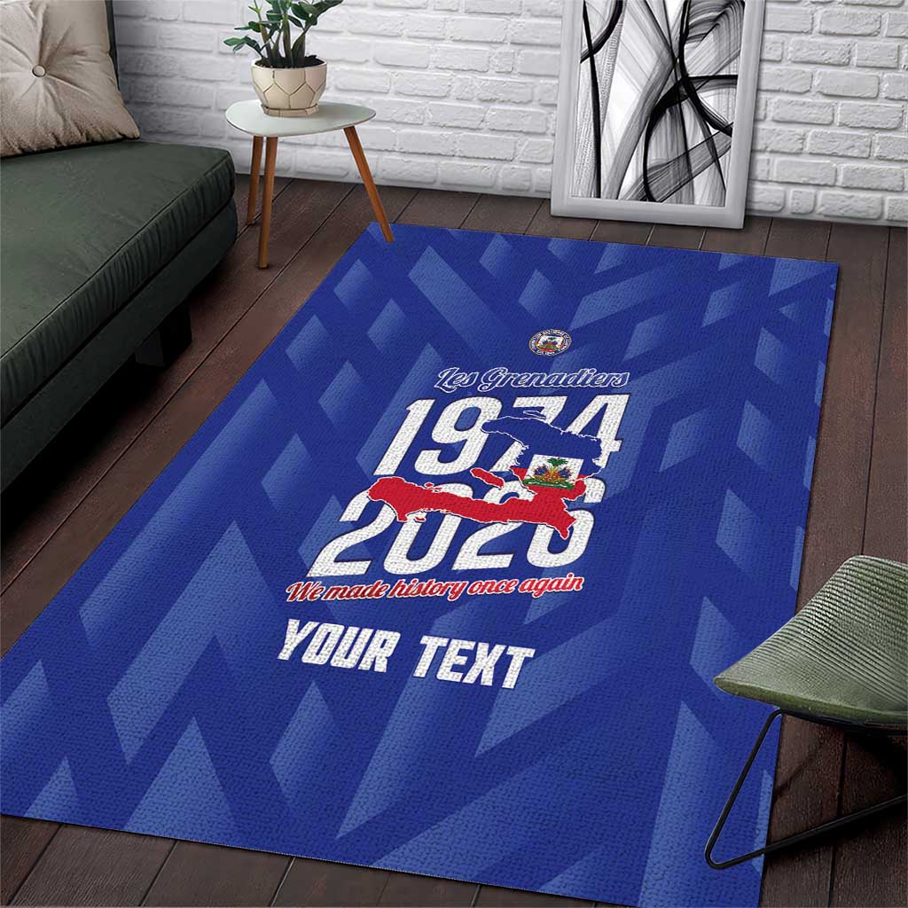 Personalized Haiti Football Area Rug Les Grenadiers Made History Once Again Blue Color - Wonder Print Shop
