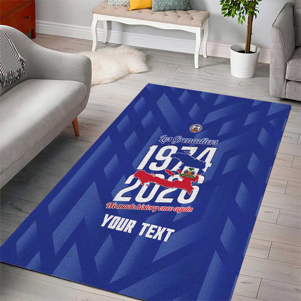 Personalized Haiti Football Area Rug Les Grenadiers Made History Once Again Blue Color - Wonder Print Shop