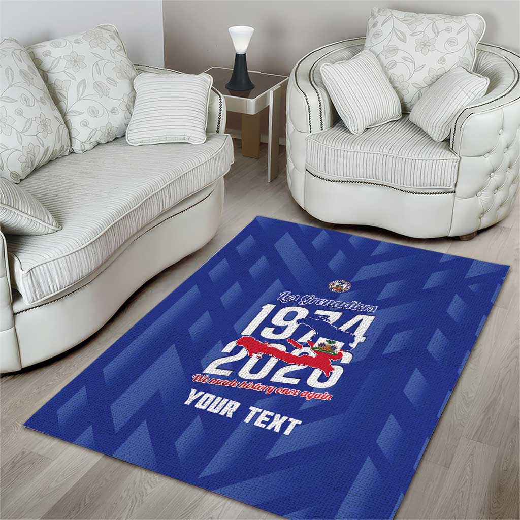 Personalized Haiti Football Area Rug Les Grenadiers Made History Once Again Blue Color - Wonder Print Shop
