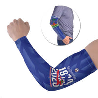 Personalized Haiti Football Arm Sleeves Les Grenadiers Made History Once Again Blue Color - Wonder Print Shop