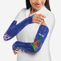 Personalized Haiti Football Arm Sleeves Les Grenadiers Made History Once Again Blue Color - Wonder Print Shop
