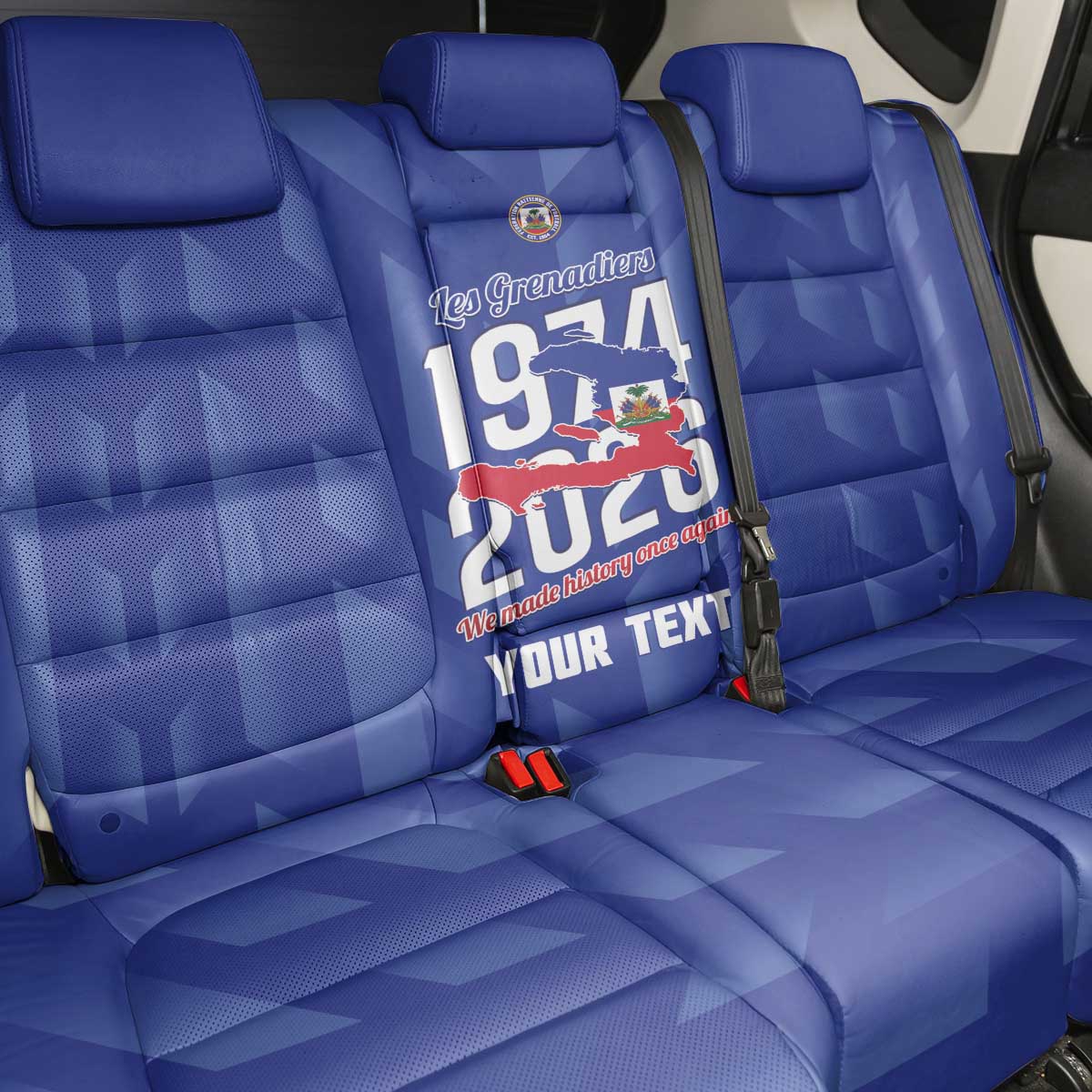 Personalized Haiti Football Back Car Seat Cover Les Grenadiers Made History Once Again Blue Color - Wonder Print Shop
