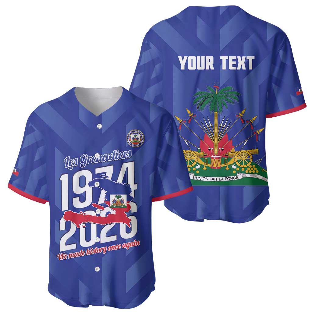 Personalized Haiti Football Baseball Jersey Les Grenadiers Made History Once Again Blue Color - Wonder Print Shop