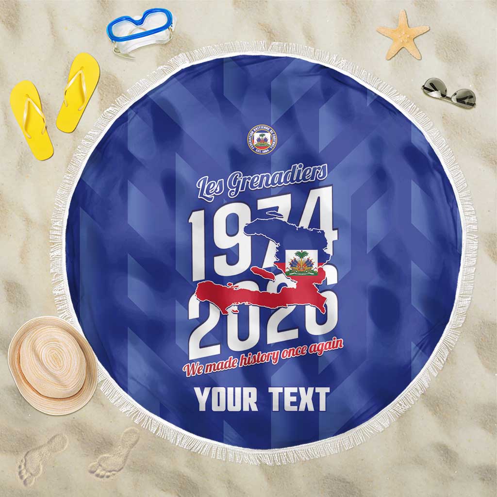 Personalized Haiti Football Beach Blanket Les Grenadiers Made History Once Again Blue Color - Wonder Print Shop