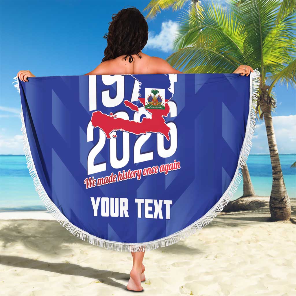 Personalized Haiti Football Beach Blanket Les Grenadiers Made History Once Again Blue Color - Wonder Print Shop