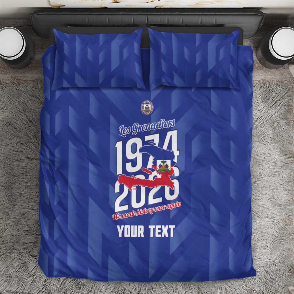 Personalized Haiti Football Bedding Set Les Grenadiers Made History Once Again Blue Color - Wonder Print Shop