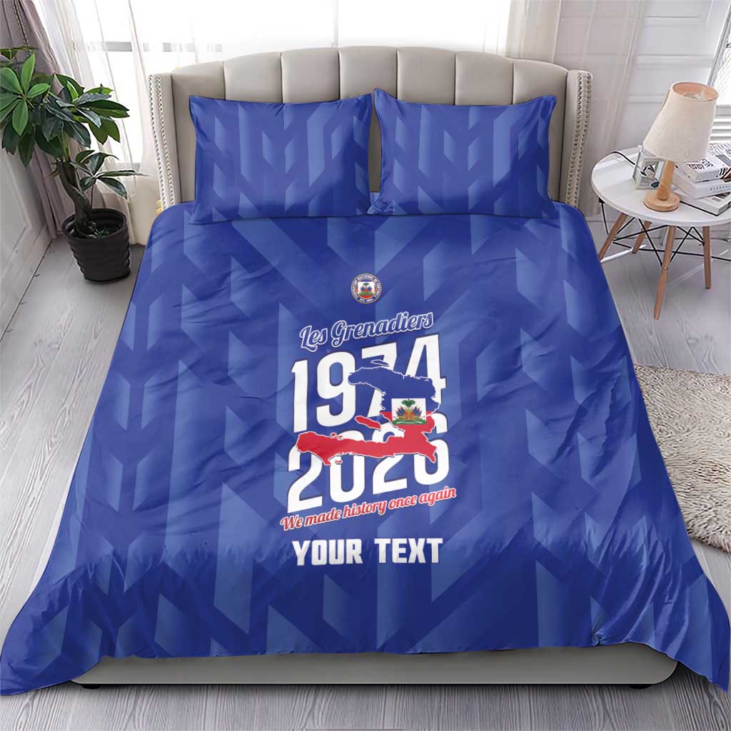 Personalized Haiti Football Bedding Set Les Grenadiers Made History Once Again Blue Color - Wonder Print Shop