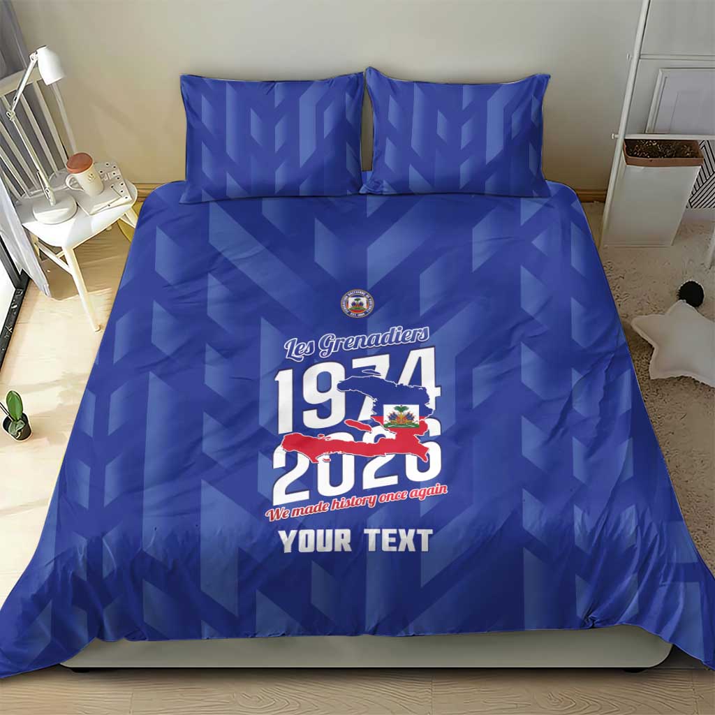 Personalized Haiti Football Bedding Set Les Grenadiers Made History Once Again Blue Color - Wonder Print Shop
