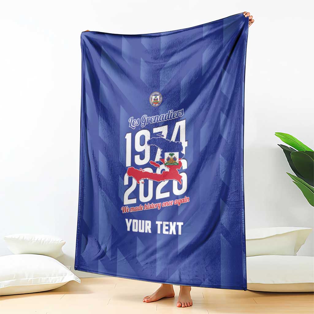 Personalized Haiti Football Blanket Les Grenadiers Made History Once Again Blue Color - Wonder Print Shop