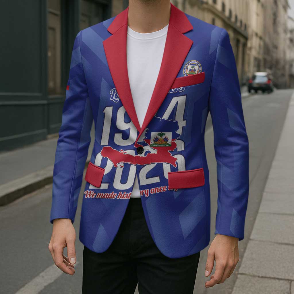 Personalized Haiti Football Blazer Les Grenadiers Made History Once Again Blue Color - Wonder Print Shop