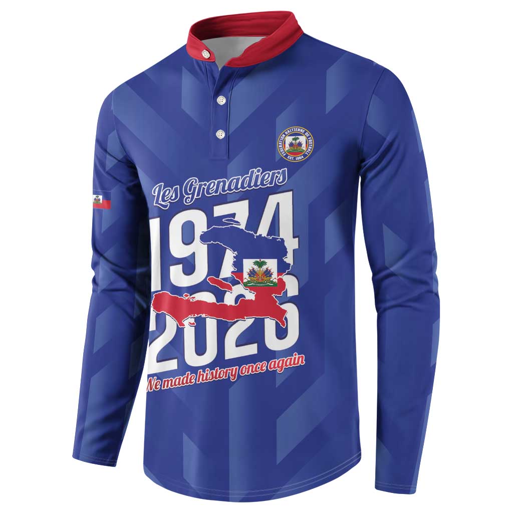 Personalized Haiti Football Button Sweatshirt Les Grenadiers Made History Once Again Blue Color - Wonder Print Shop