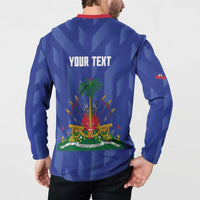 Personalized Haiti Football Button Sweatshirt Les Grenadiers Made History Once Again Blue Color - Wonder Print Shop