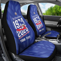 Personalized Haiti Football Car Seat Cover Les Grenadiers Made History Once Again Blue Color - Wonder Print Shop
