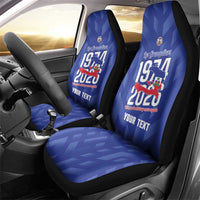 Personalized Haiti Football Car Seat Cover Les Grenadiers Made History Once Again Blue Color - Wonder Print Shop