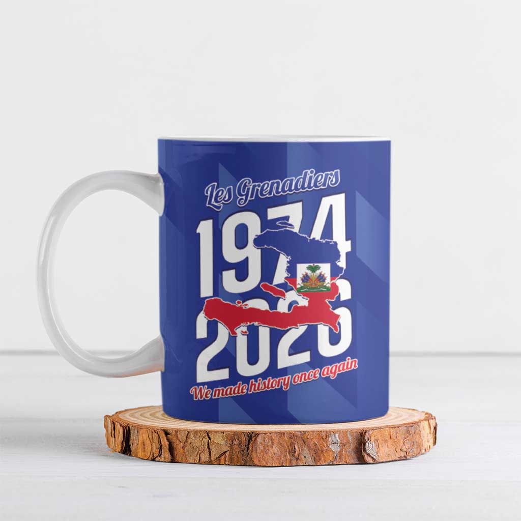Personalized Haiti Football Ceramic Mug Les Grenadiers Made History Once Again Blue Color - Wonder Print Shop