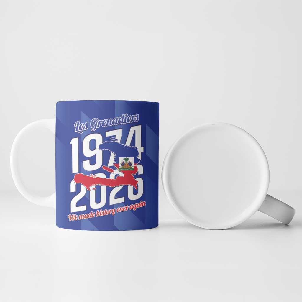 Personalized Haiti Football Ceramic Mug Les Grenadiers Made History Once Again Blue Color - Wonder Print Shop