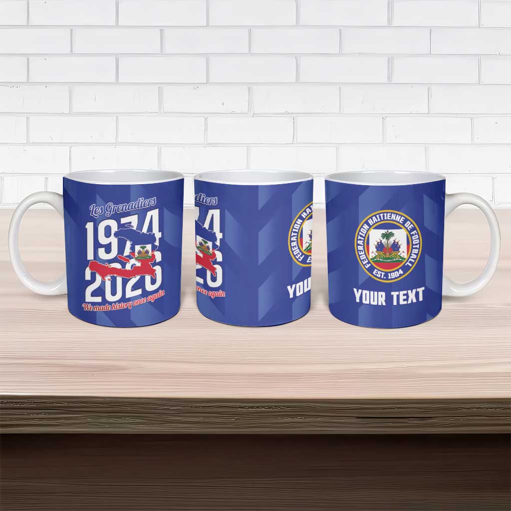 Personalized Haiti Football Ceramic Mug Les Grenadiers Made History Once Again Blue Color - Wonder Print Shop