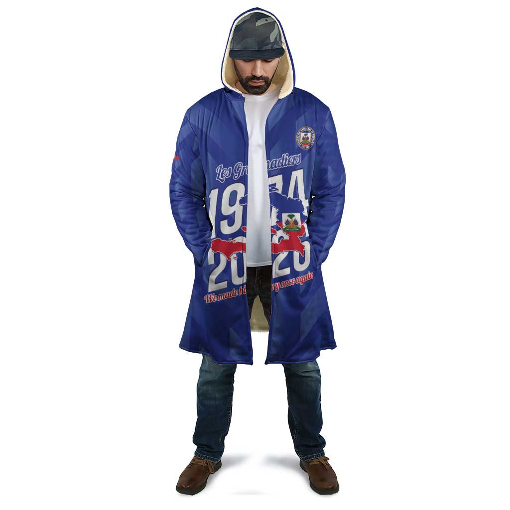 Personalized Haiti Football Cloak Les Grenadiers Made History Once Again Blue Color - Wonder Print Shop
