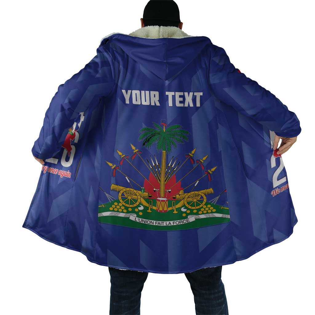 Personalized Haiti Football Cloak Les Grenadiers Made History Once Again Blue Color - Wonder Print Shop