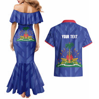 Personalized Haiti Football Couples Matching Mermaid Dress and Hawaiian Shirt Les Grenadiers Made History Once Again Blue Color - Wonder Print Shop