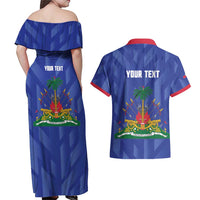 Personalized Haiti Football Couples Matching Off Shoulder Maxi Dress and Hawaiian Shirt Les Grenadiers Made History Once Again Blue Color - Wonder Print Shop