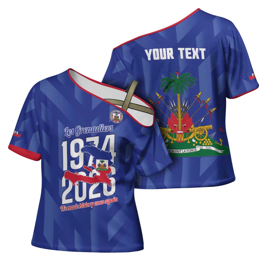 Personalized Haiti Football Cross Shoulder Shirt Les Grenadiers Made History Once Again Blue Color - Wonder Print Shop