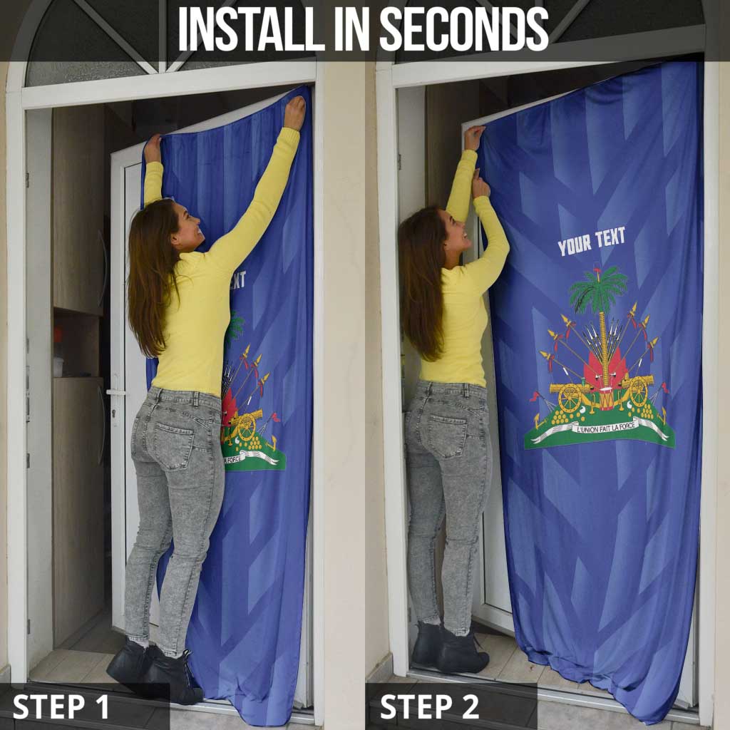Personalized Haiti Football Door Cover Les Grenadiers Made History Once Again Blue Color - Wonder Print Shop